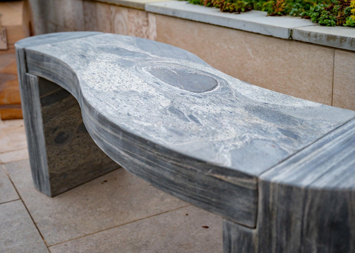 Jasper Pewter Stone Bench (15001251217793) (15001255117185)