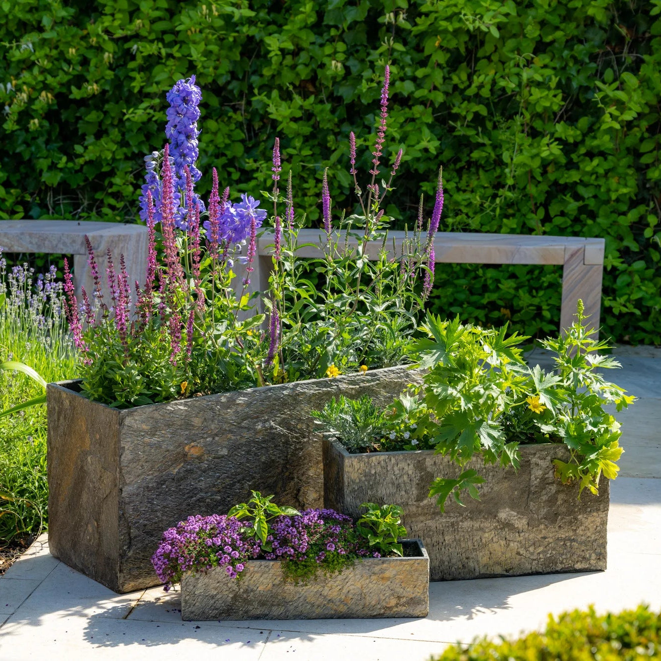 Surmi Slate Trough Planter Trio (15001261965697) (15001292734849) (15001306956161)
