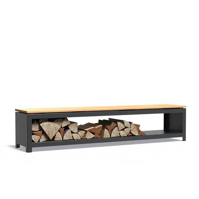 Corten Steel Log Store Bench (5718249177252)