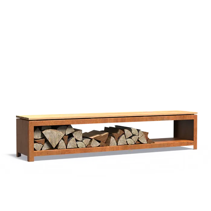 Corten Steel Log Store Bench (5718249177252)