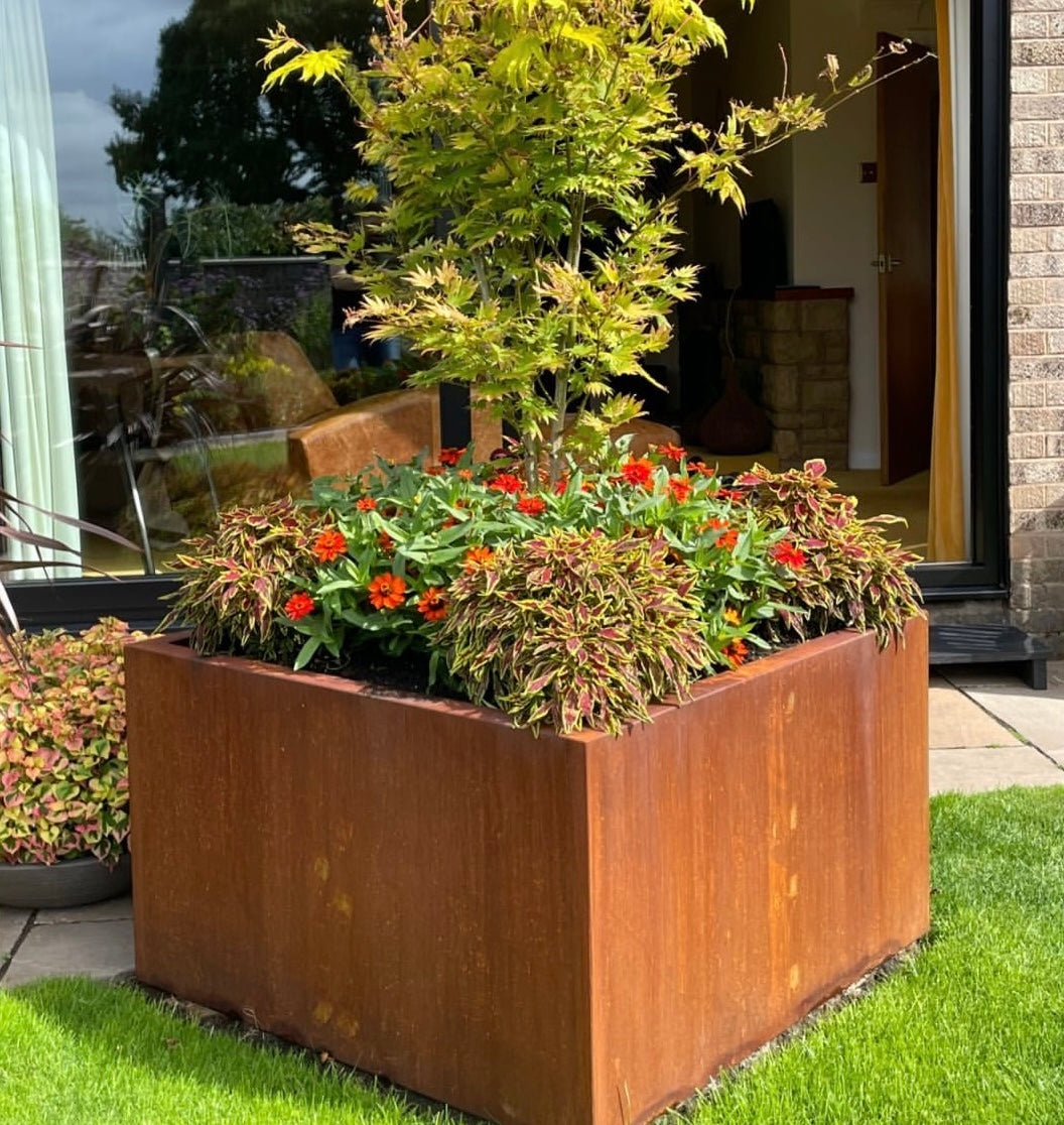 Corten Steel Cube Box Garden Planter