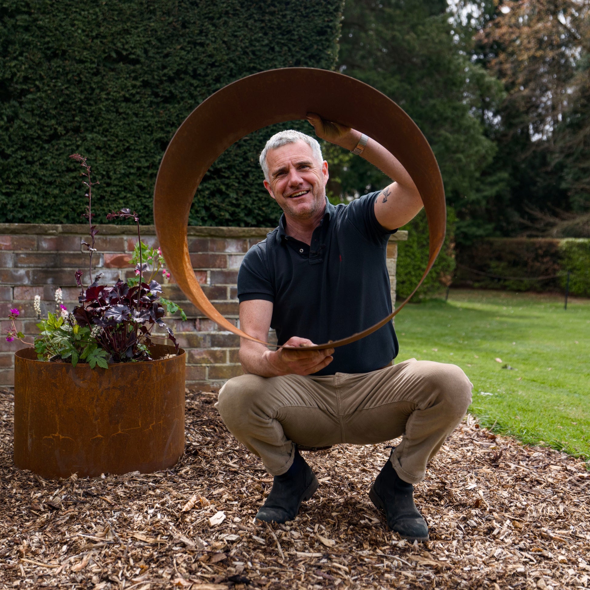 Hackfall Corten Steel Bottomless Cylindrical Planter (7656388788417)