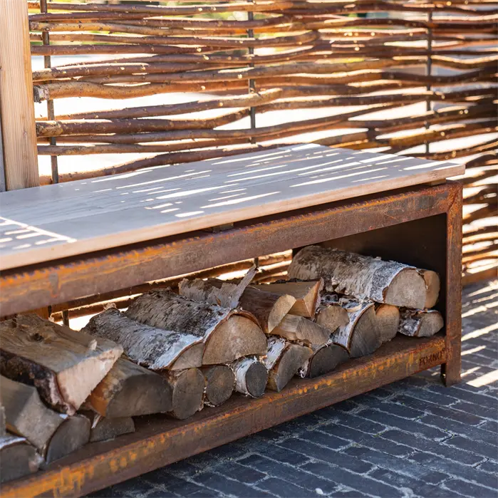 Corten Steel Log Store Bench (5718249177252)