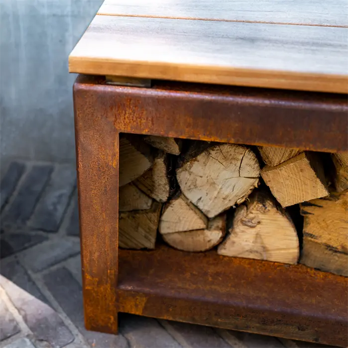 Corten Steel Log Store Bench (5718249177252)
