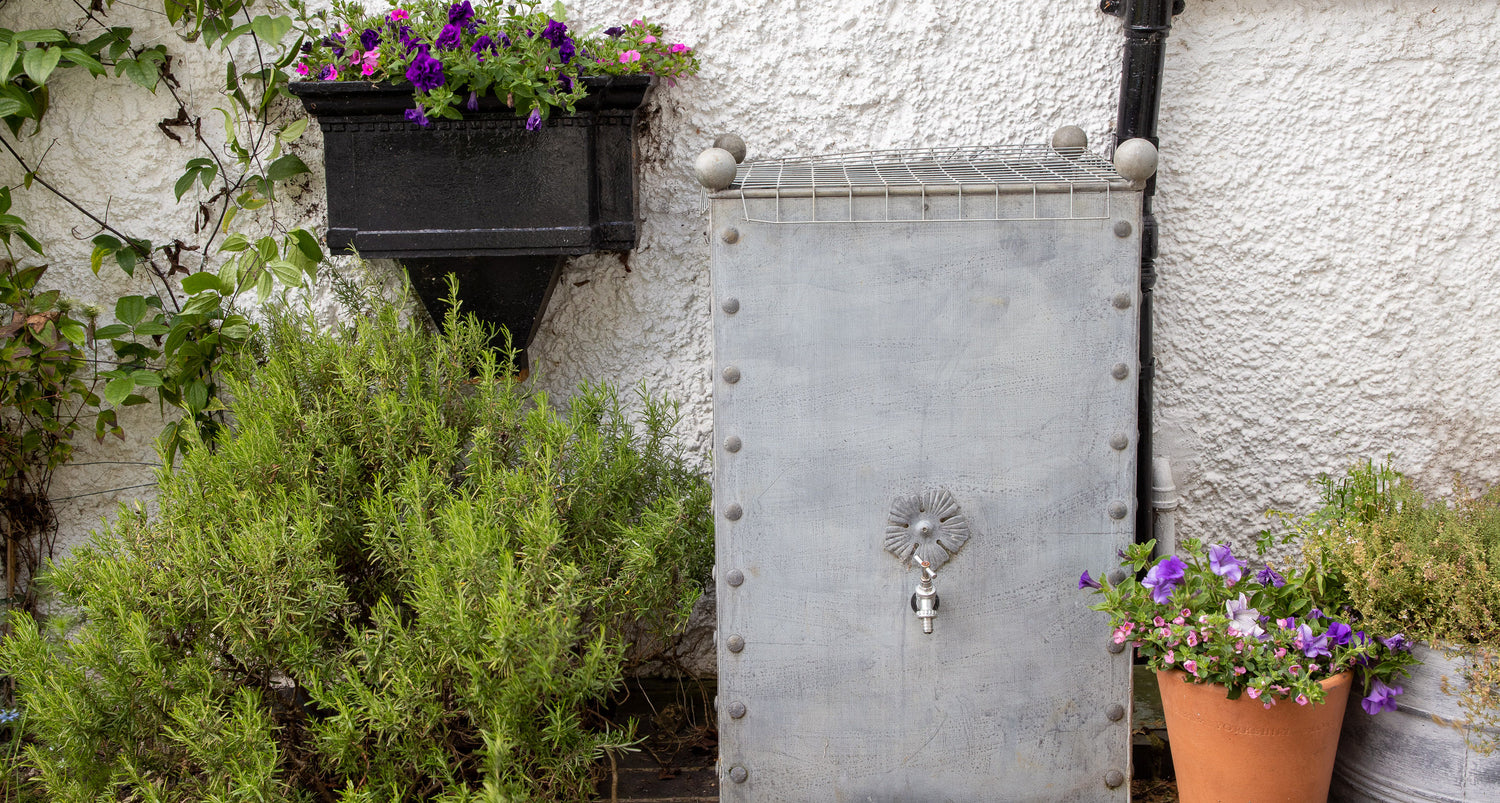 An aesthetic water butt in an outdoor space