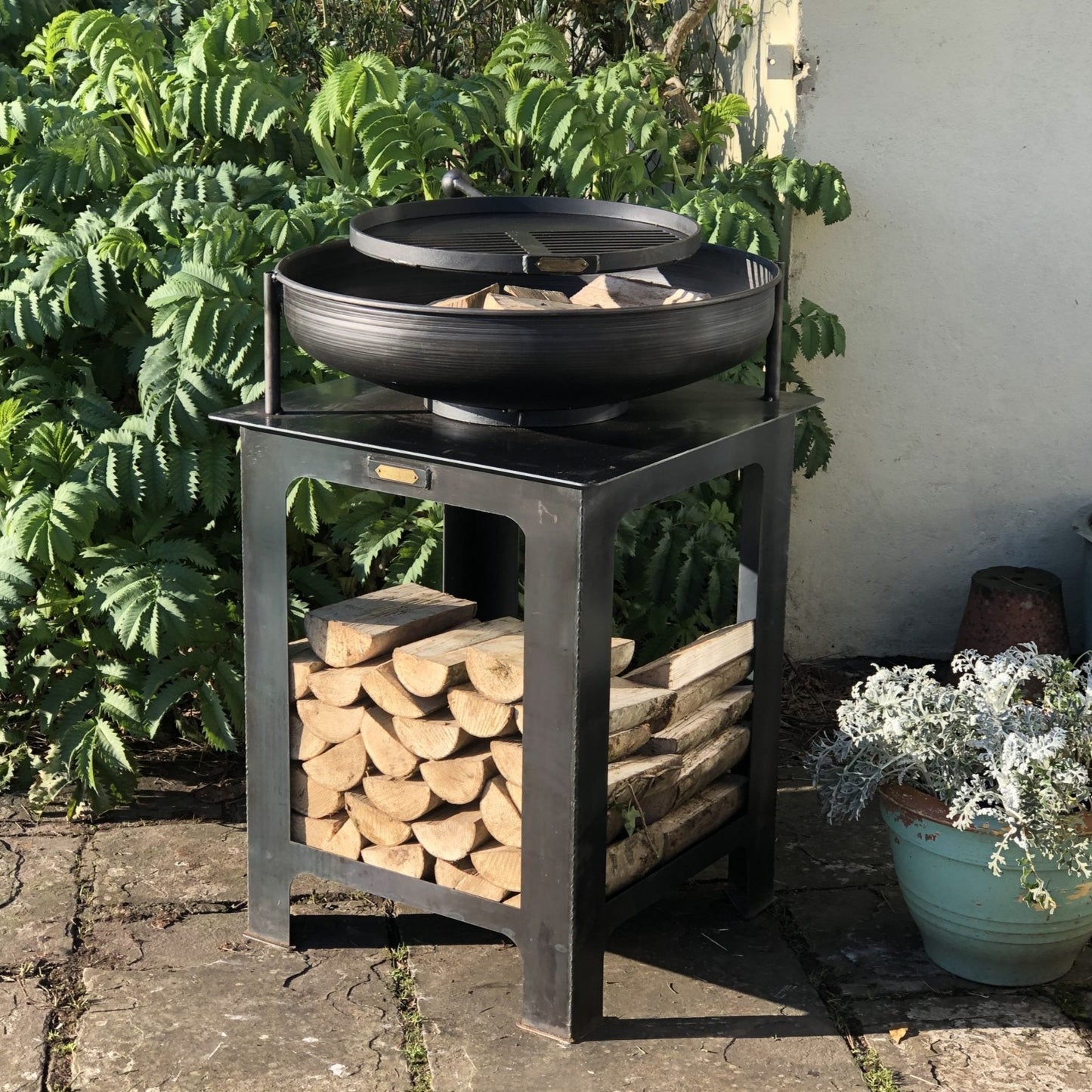 Modular Kitchen Fire Bowl with Log Store (7706748879041)