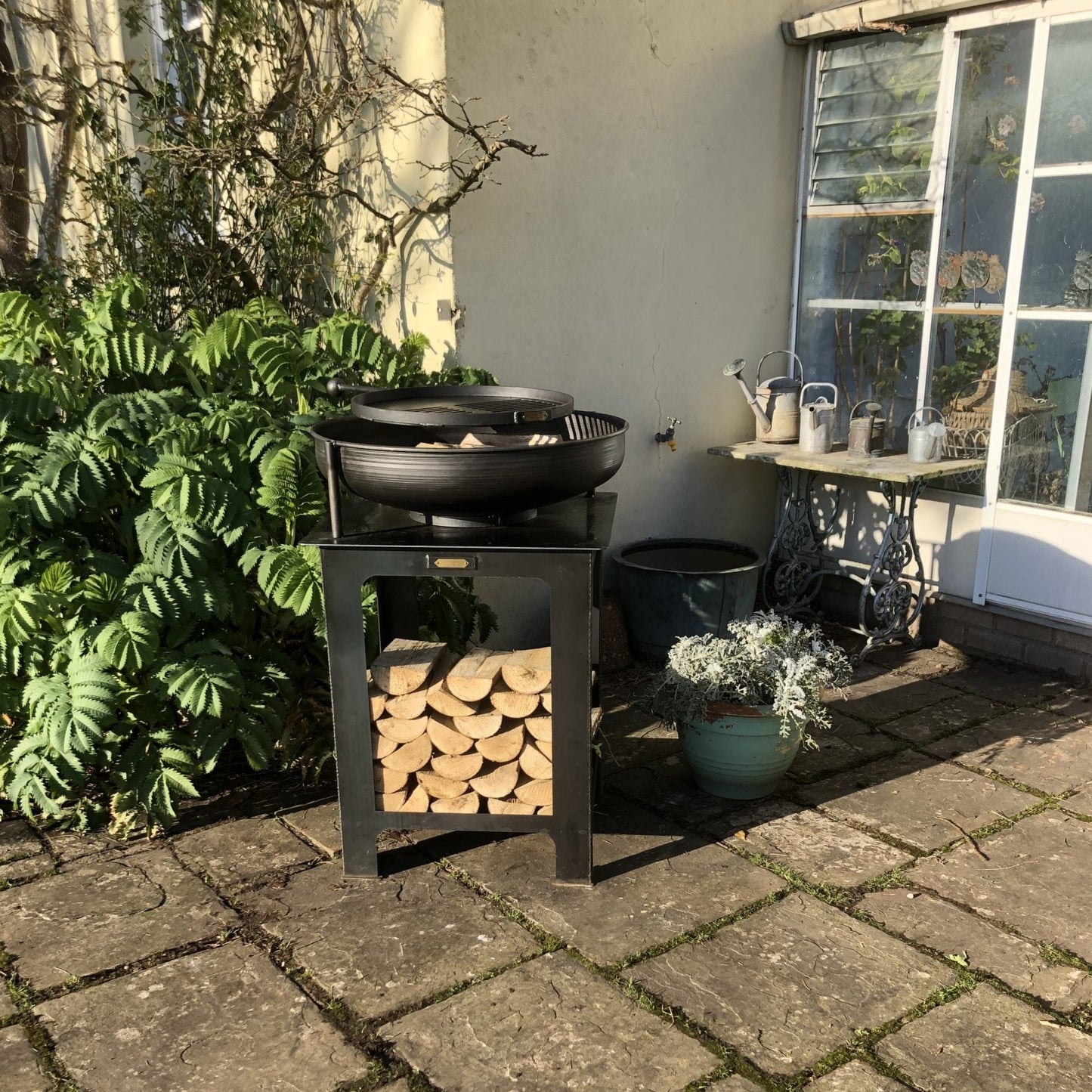 Modular Kitchen Fire Bowl with Log Store (7706748879041)