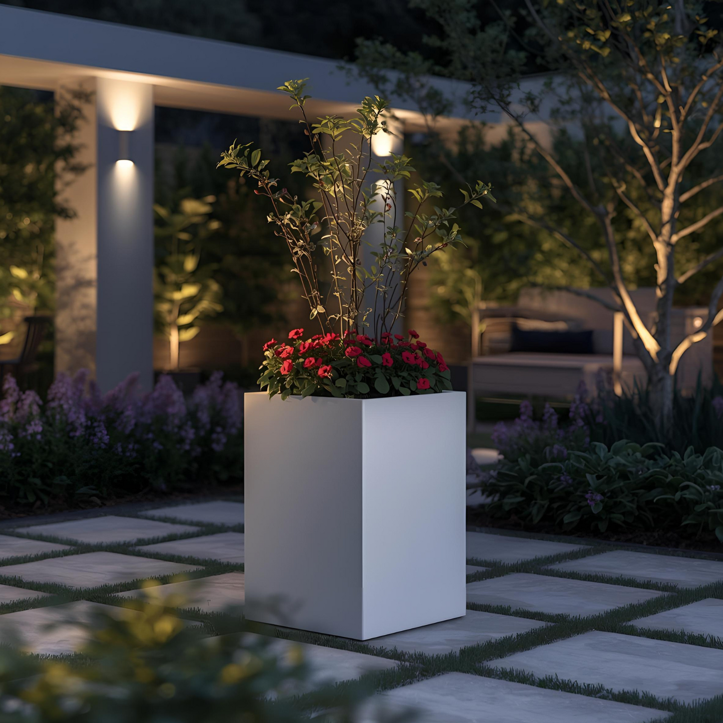 Huby Powder Coated Steel Tower Planter