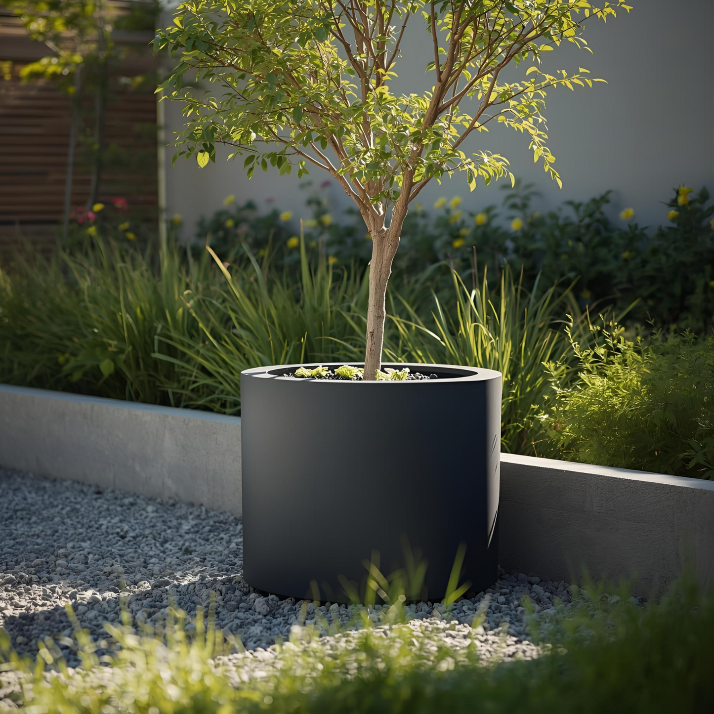 Howard Powder Coated Steel Cylindrical Planter