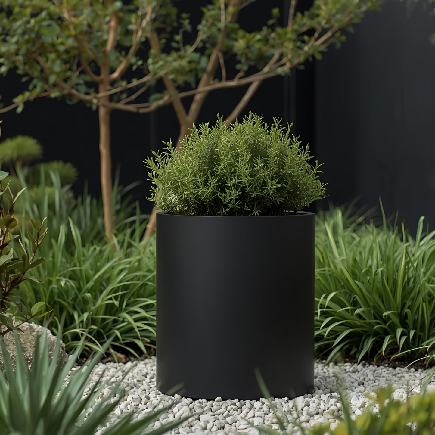 Howard Powder Coated Steel Cylindrical Planter