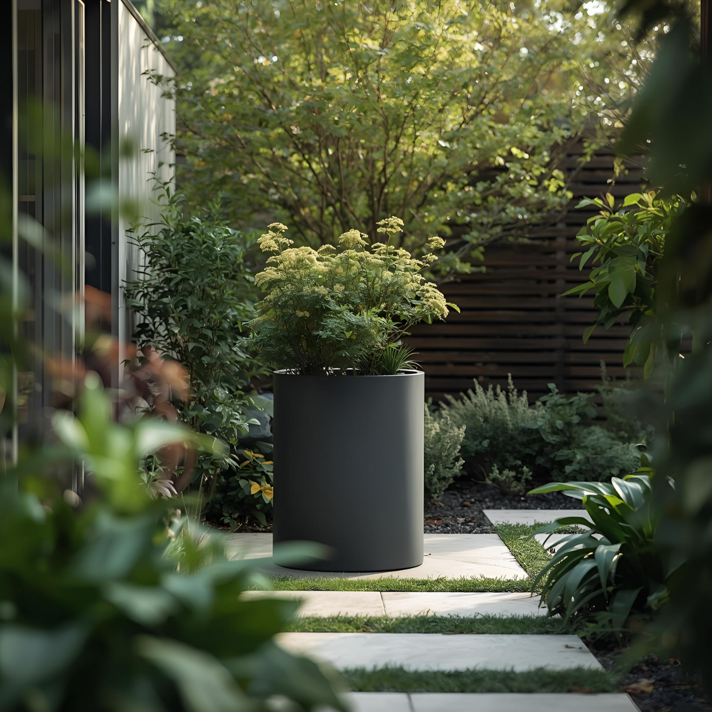 Howard Powder Coated Steel Cylindrical Planter