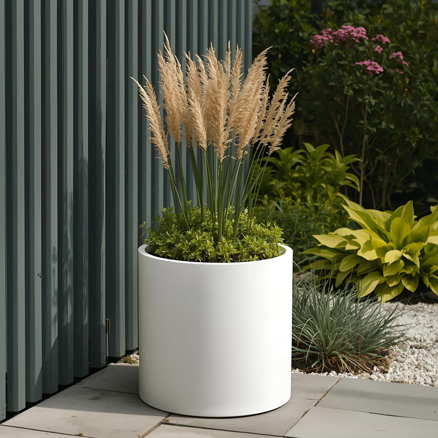 Howard Powder Coated Steel Cylindrical Planter