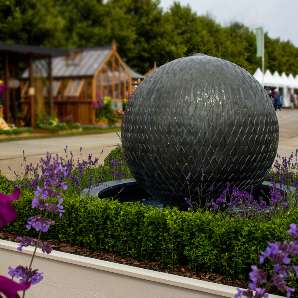 Galvanised Zinc Round Leaf Ball Water Fountain (10172157657281)