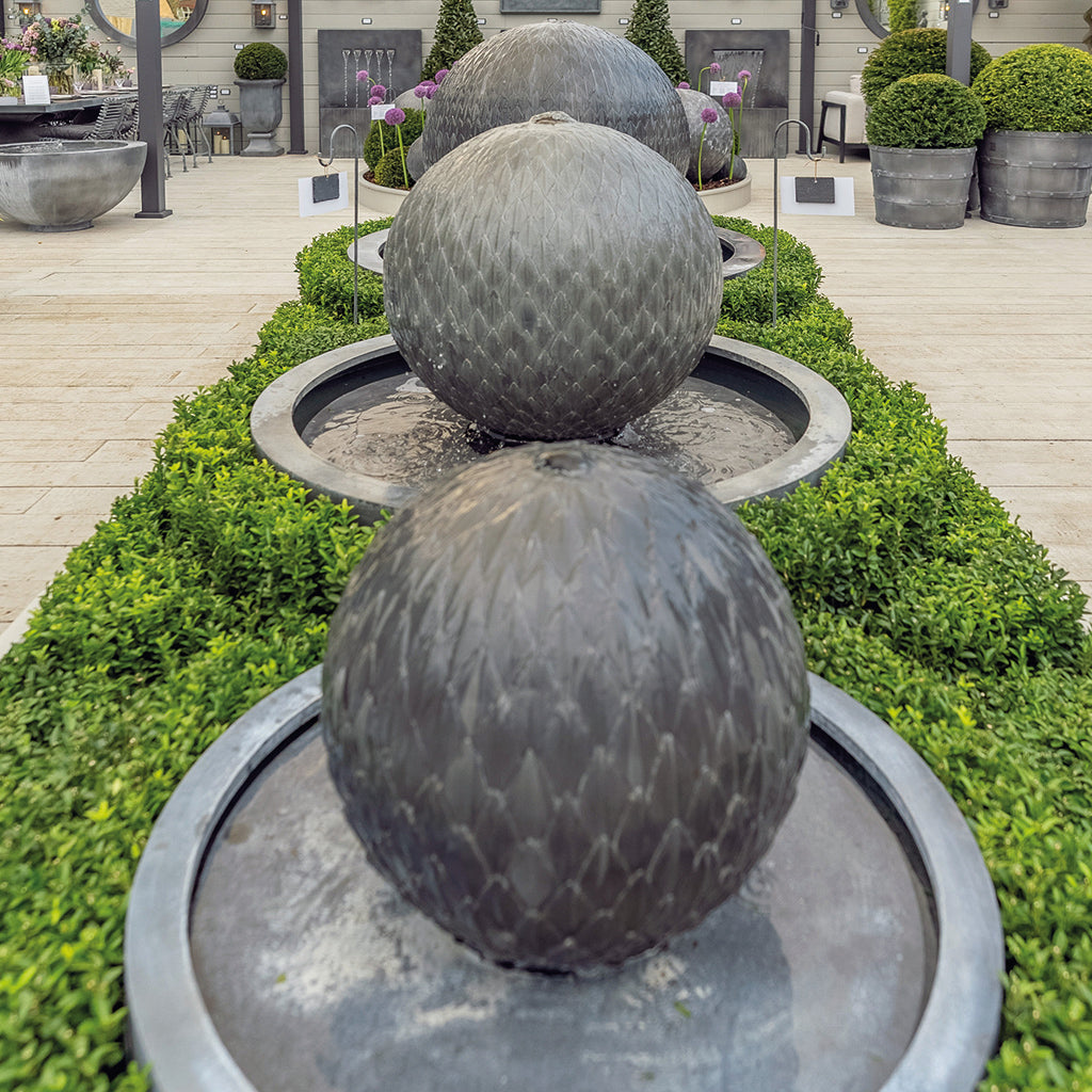 Galvanised Zinc Round Leaf Ball Water Fountain (10172157657281)