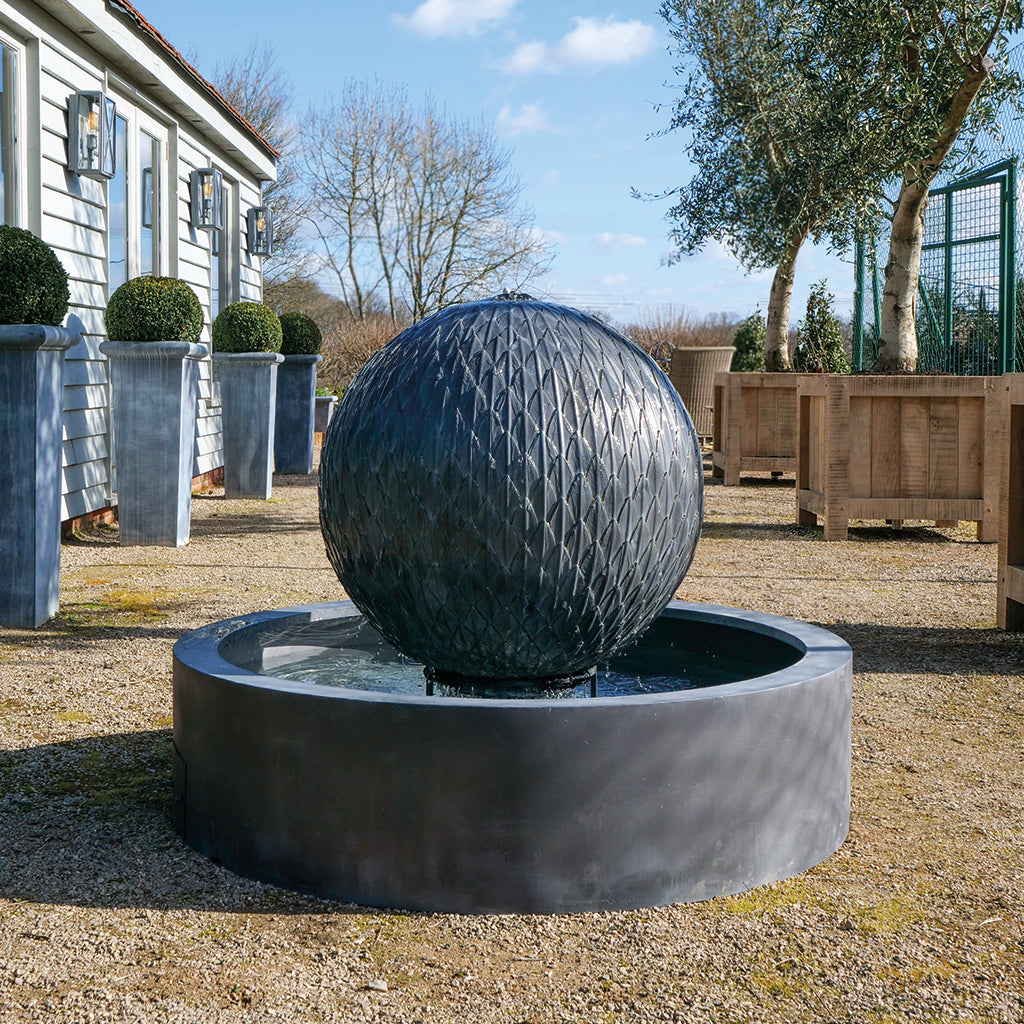Galvanised Zinc Round Leaf Ball Water Fountain (10172157657281)