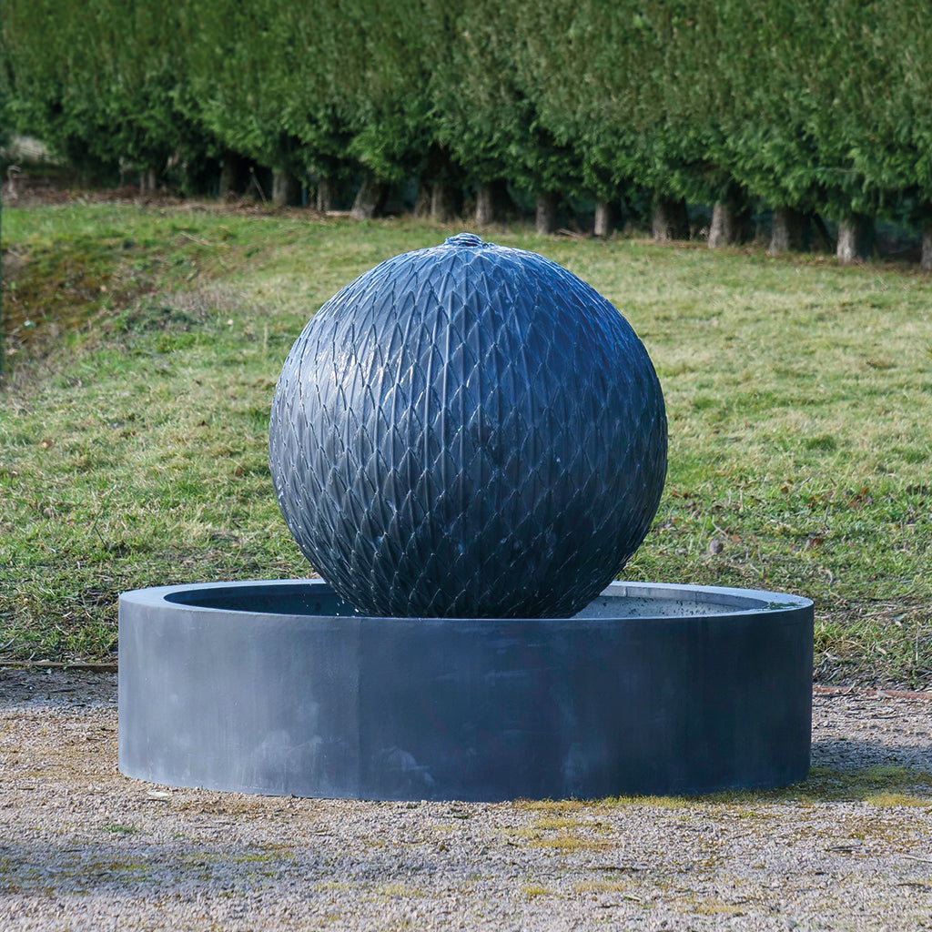 Galvanised Zinc Round Leaf Ball Water Fountain (10172157657281)
