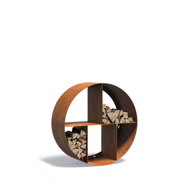 Forno circular Corten Steel Log Store (7544796610753)