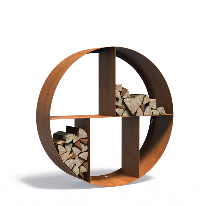 Forno circular Corten Steel Log Store (7544796610753)