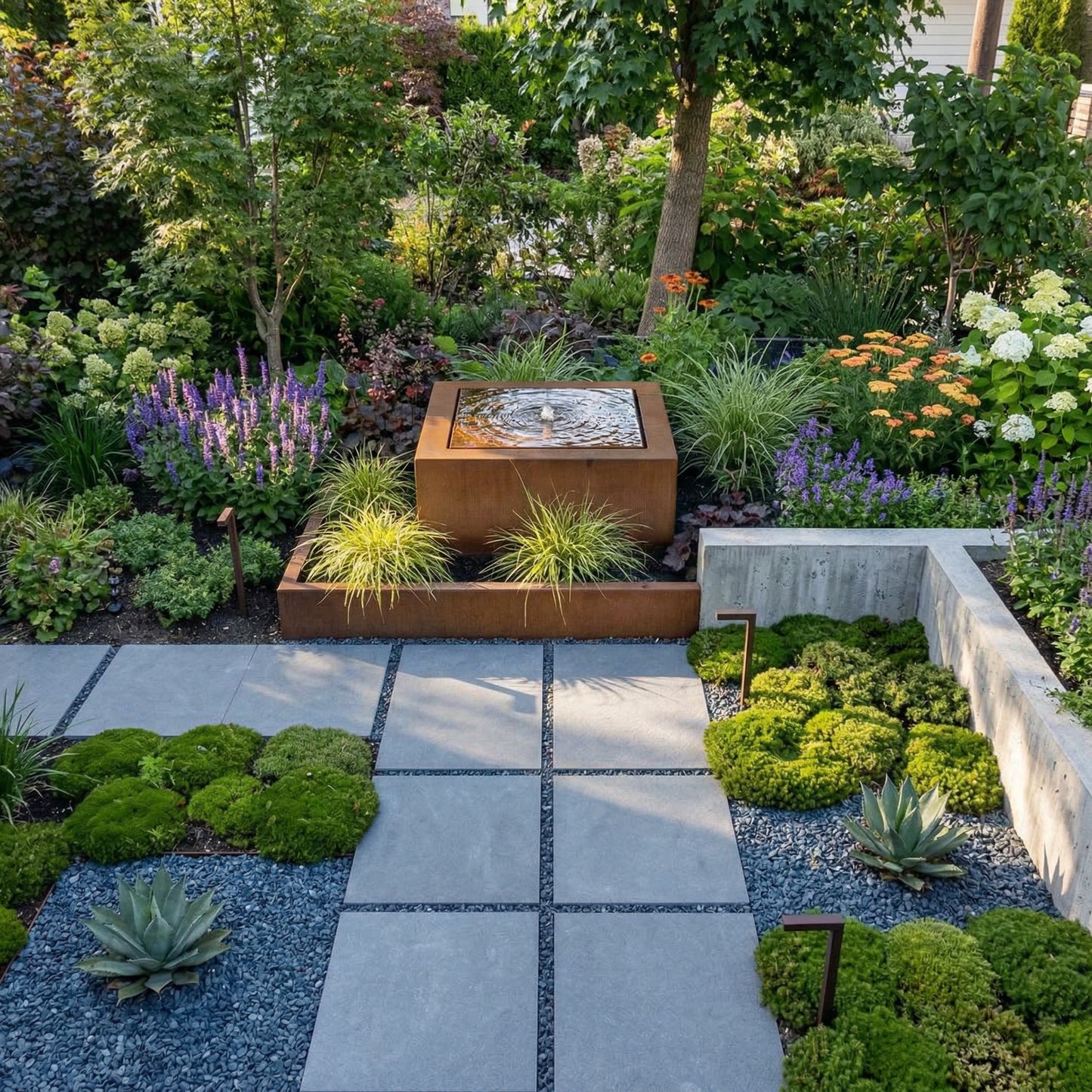 British Corten Steel Square Water Table