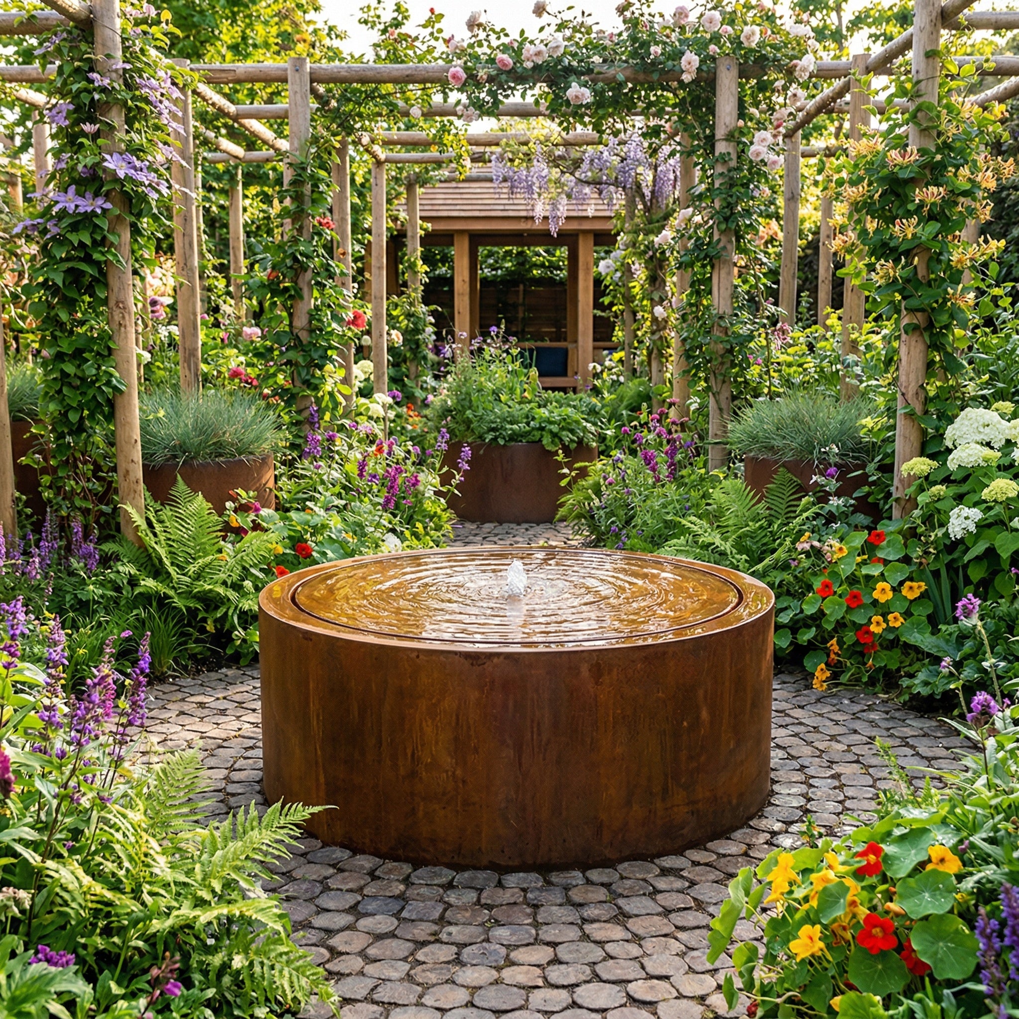 British Corten Steel Circular Water Table