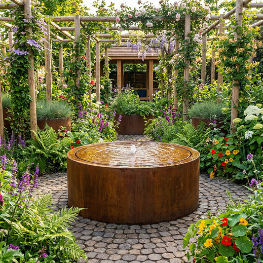 British Corten Steel Circular Water Table