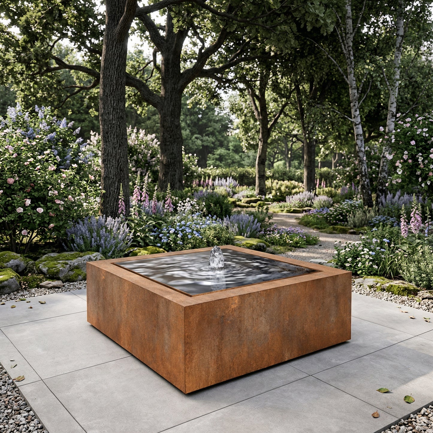British Corten Steel Square Water Table