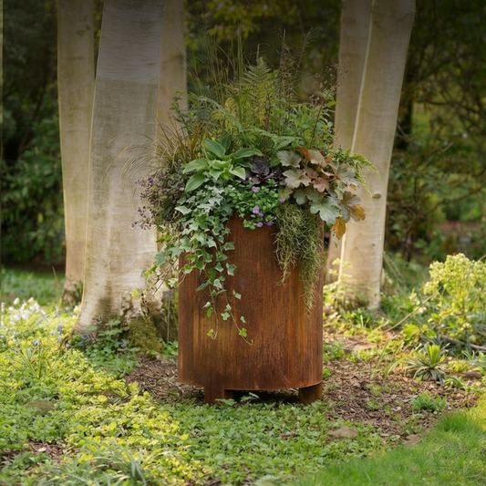 Rotunda Corten Steel Cylindrical Planter