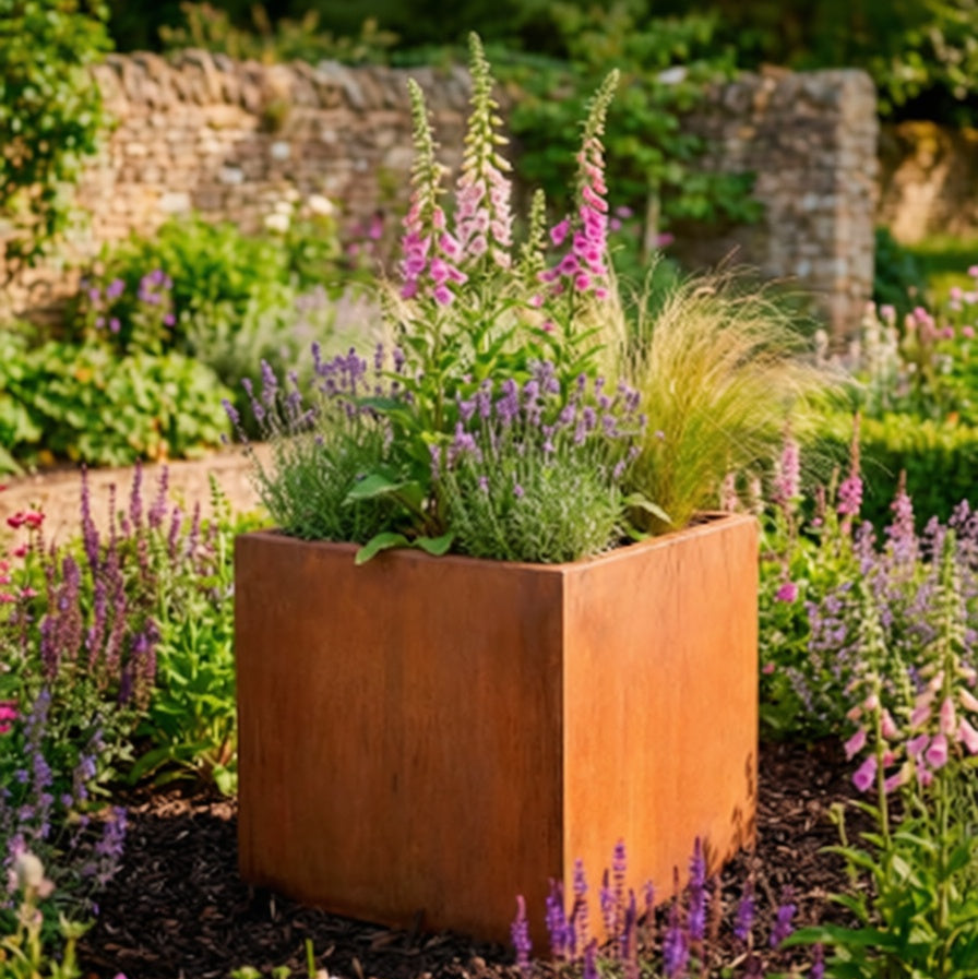 Raby Corten Steel Bottomless Cube Box Planter