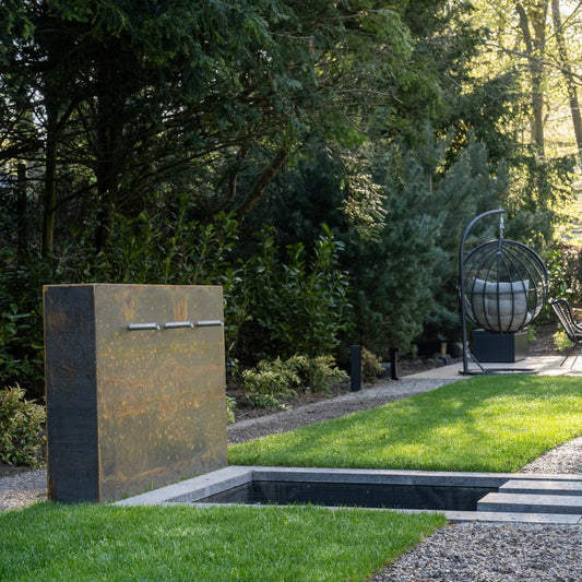 Freestanding Corten Steel Pond Wall With Spouts (9943350902977)