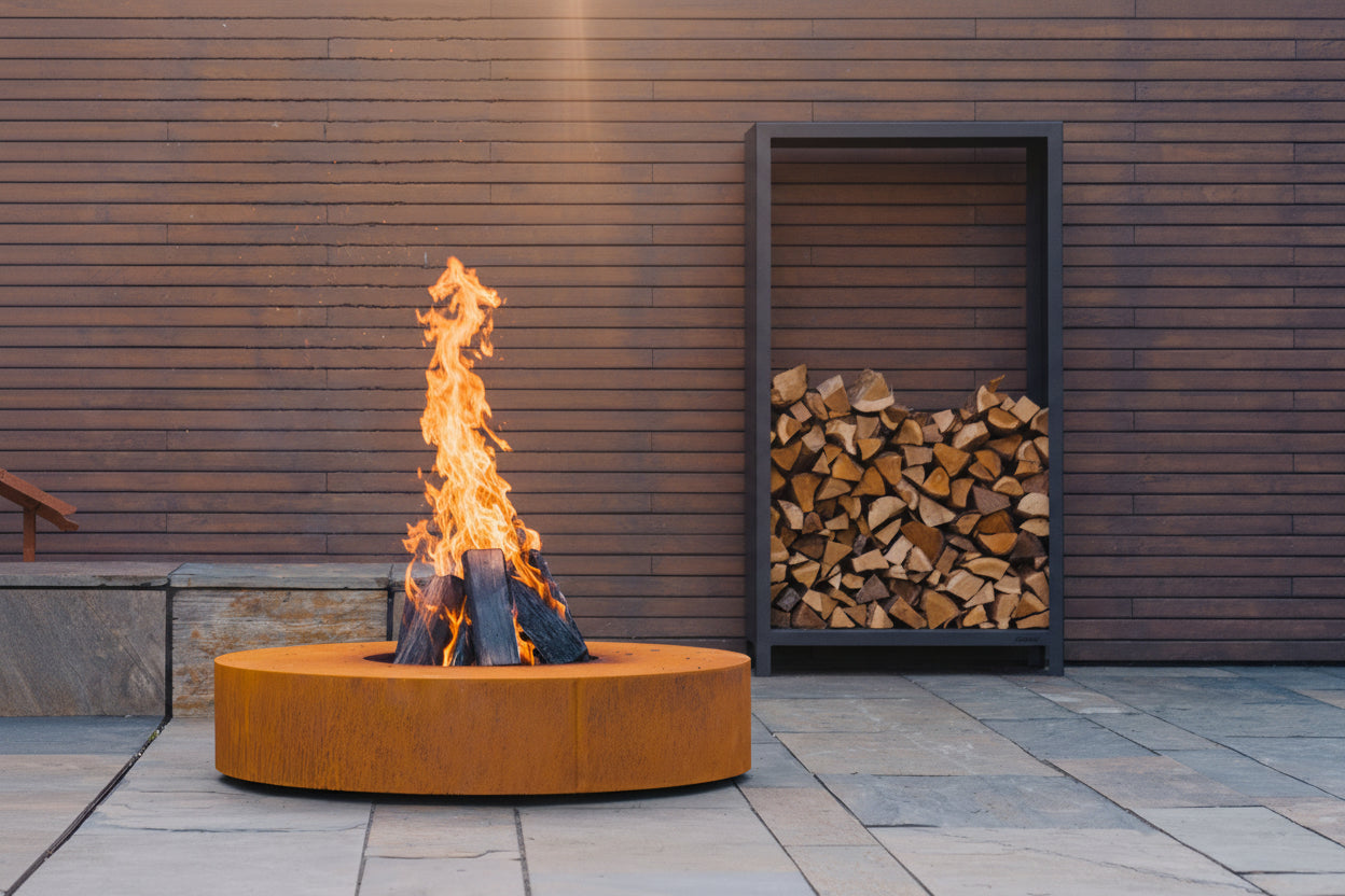 Adezz Ronde Fire Table and Log store
