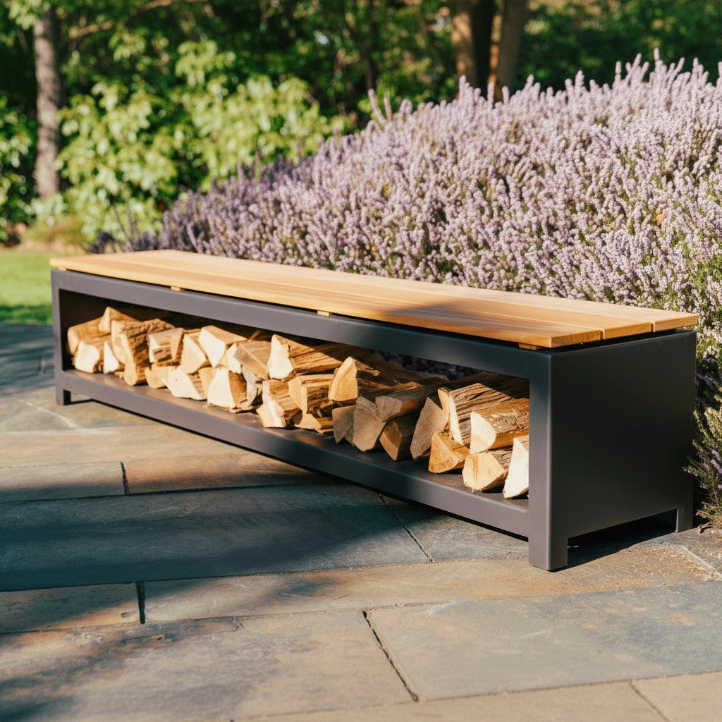 Corten Steel Log Store Bench