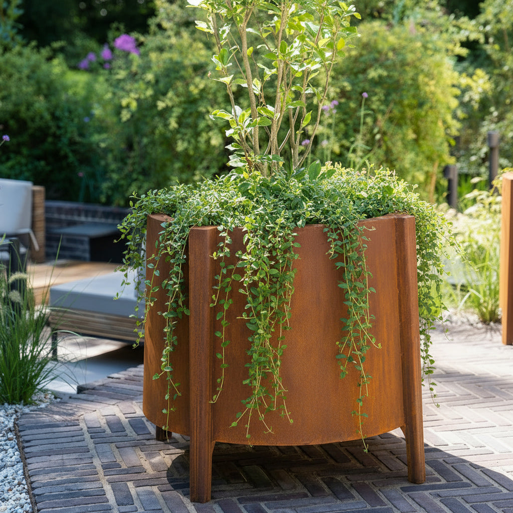Adezz Botan planter with trailing plants on a patio
