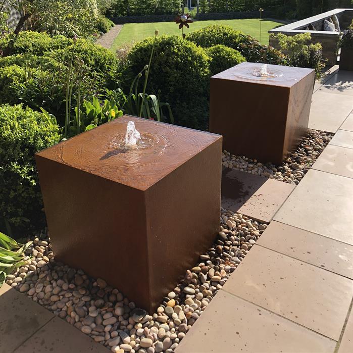 Rectangular Water Block Adezz Corten Steel Water Block | Garden Water Feature – Urban Grow UK Ltd