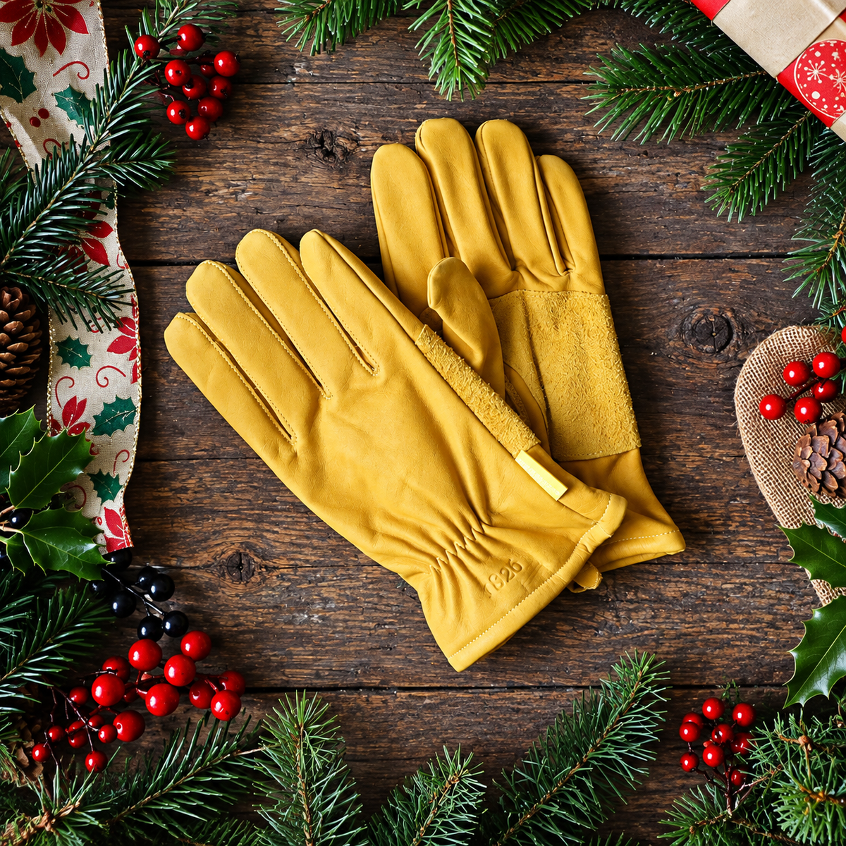 All Purpose Lined Saddle Tan Leather Gardening Gloves