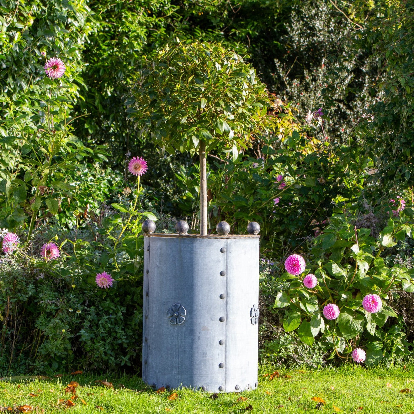 Traditional Round Galvanised Steel Planter Urban Grow UK Ltd   ArthurJackSteelPlanter 