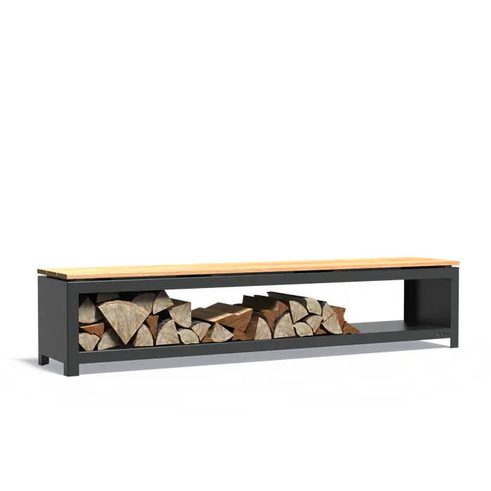 Corten Steel Log Store Bench