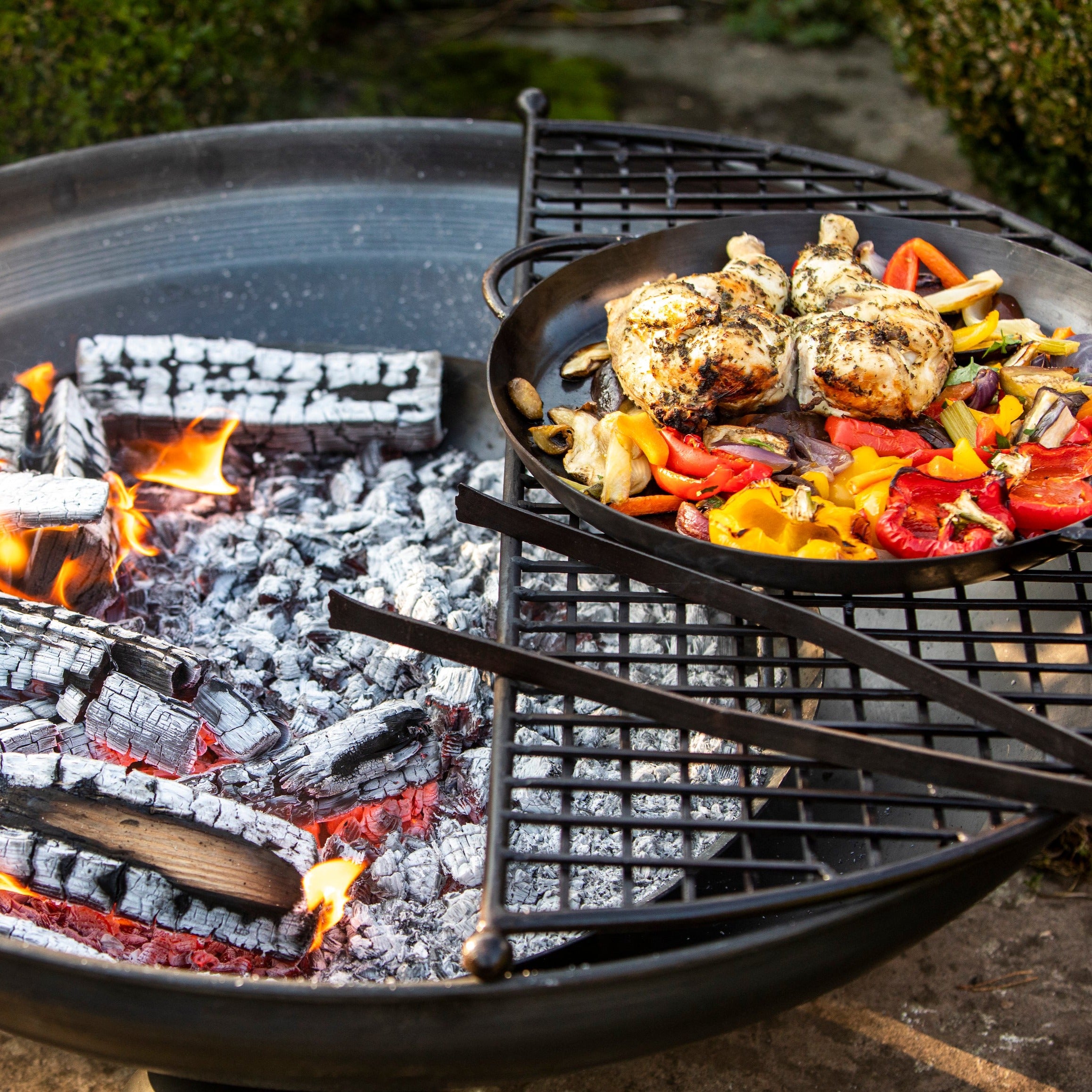 Fire pit shop cooking stand