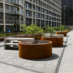 Corten Steel Circum Bottomless Cylinder Planter