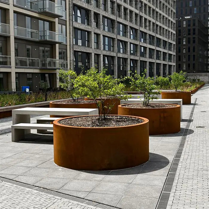 Corten Steel Circum Bottomless Cylinder Planter