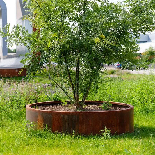 Corten Steel Circum Bottomless Cylinder Planter
