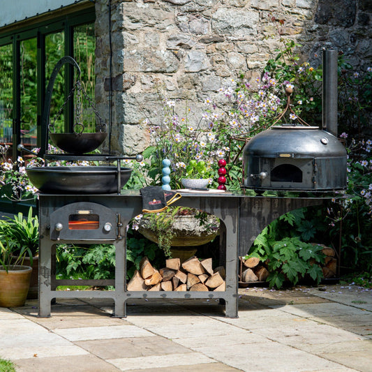Complete outdoor kitchen with dome oven