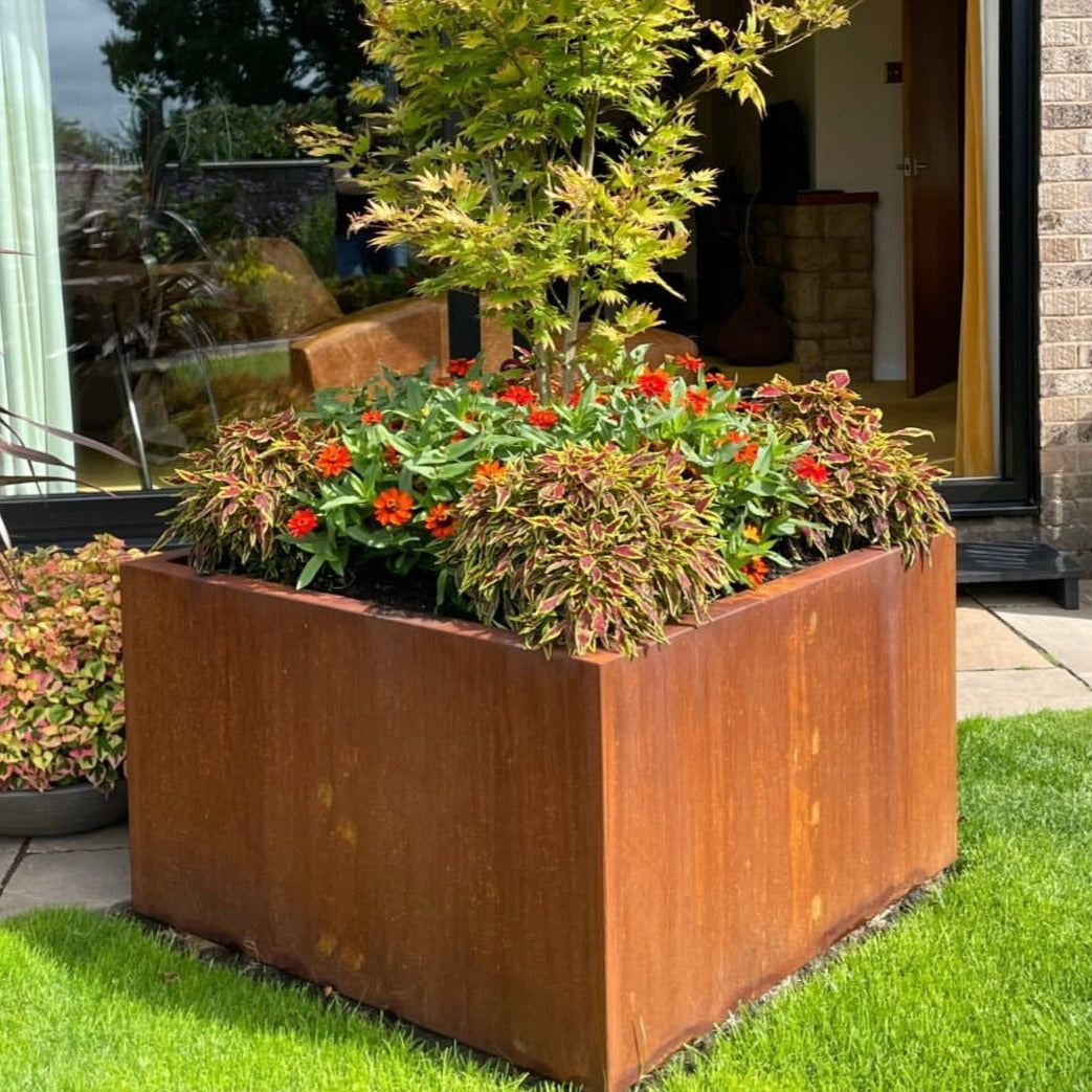 Urban Grow Corten Steel Box Cube Planter (7649133101249)