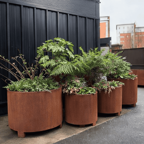 Rotunda Corten Steel Cylindrical Planter