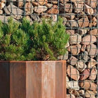 A close up angle of the Adezz Corten Steel Boxer Planter. (7568246767809)