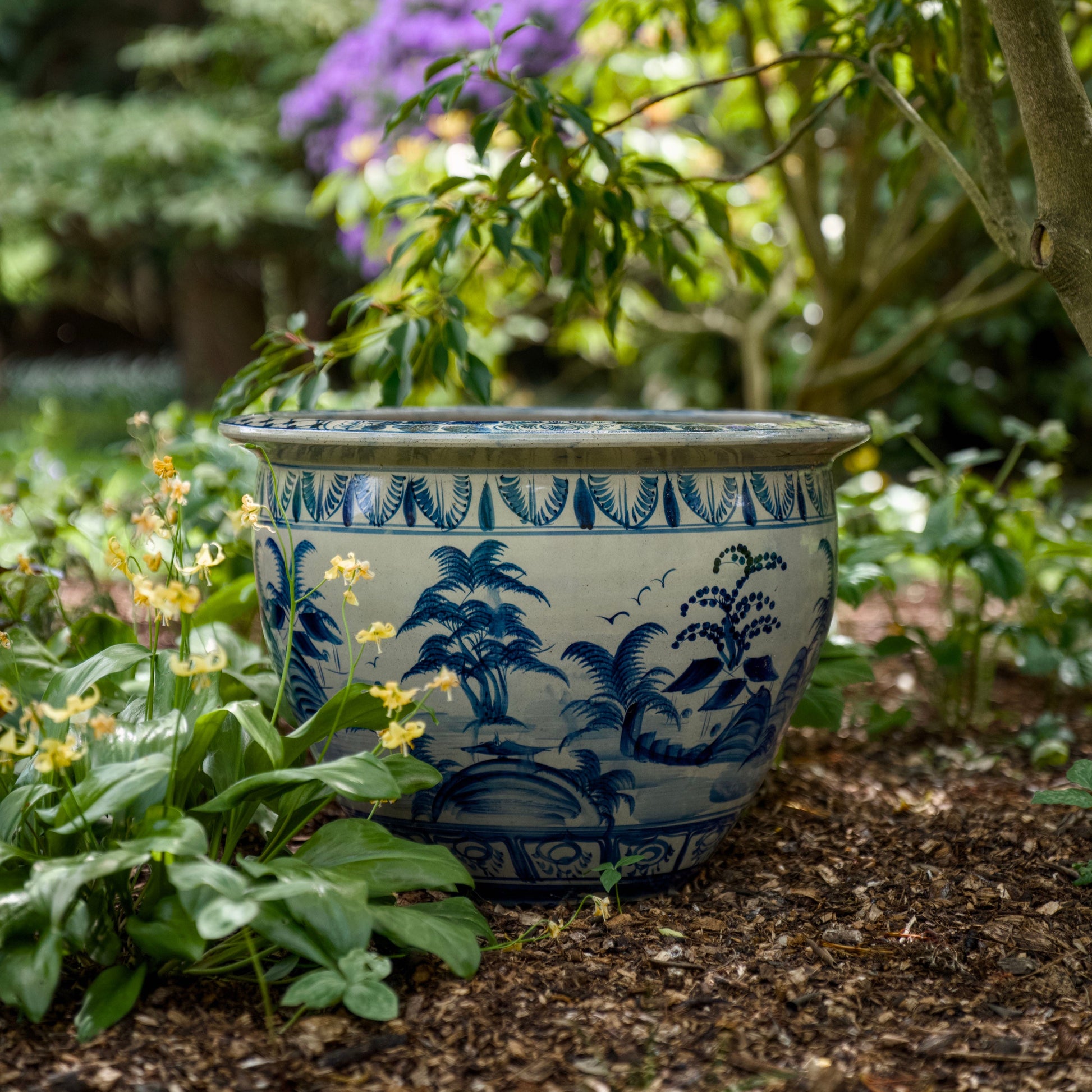 Blue and white chinoiserie ceramic planters (15085663748481)