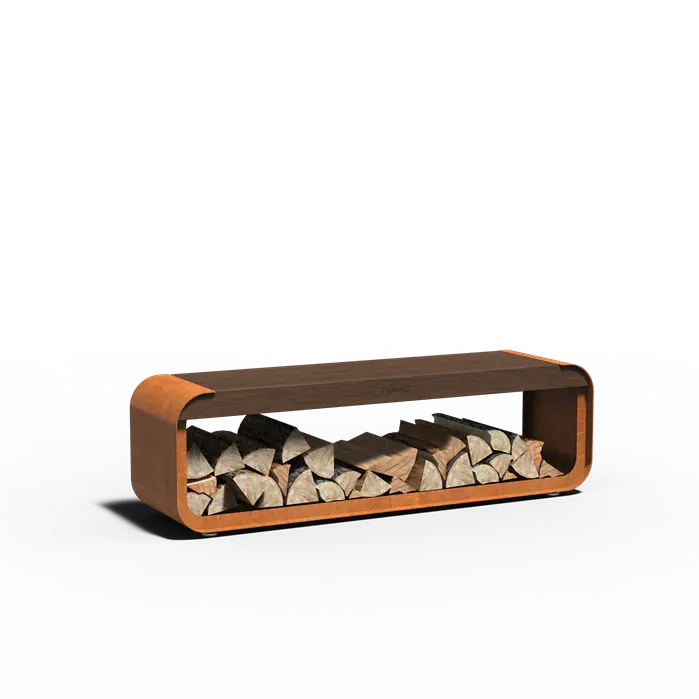 Corten Steel Serra Log Store Bench