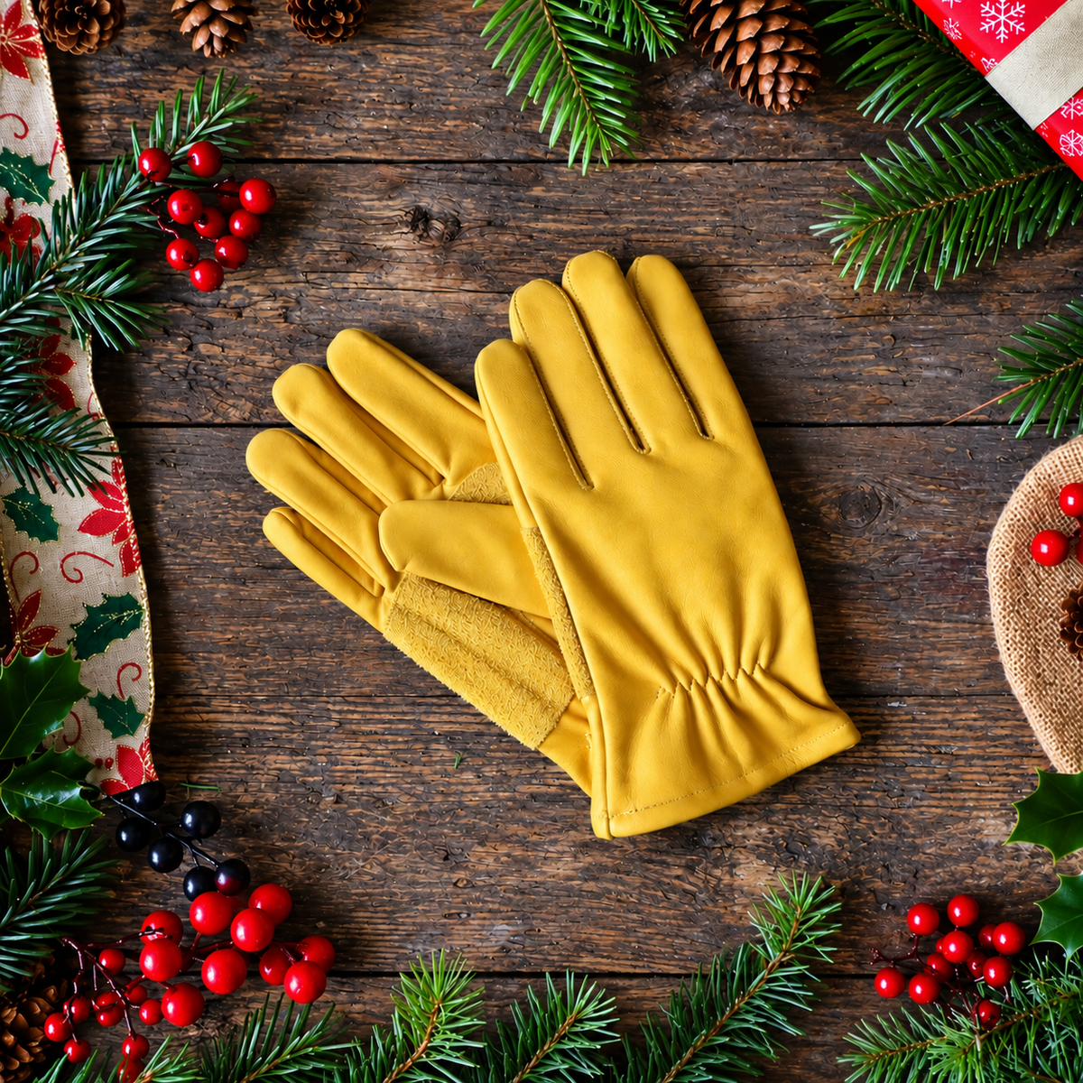 All Purpose Lined Saddle Tan Leather Gardening Gloves