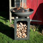 Steel Fire Bowl with Log Store Stand (7707019313345)