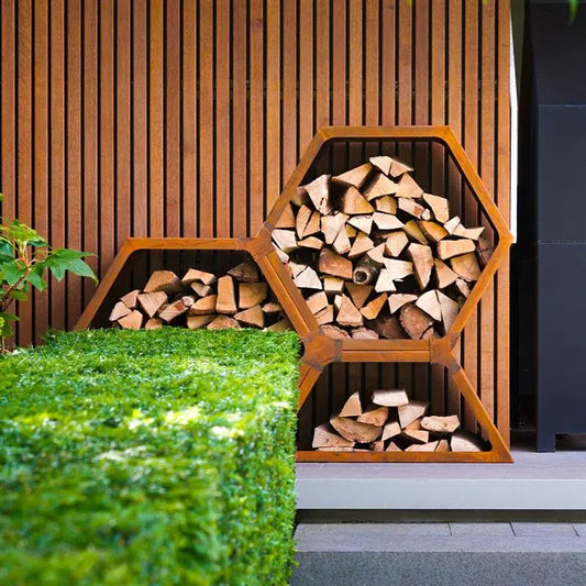 Corten Steel Hex Log Storage (10562705686721)