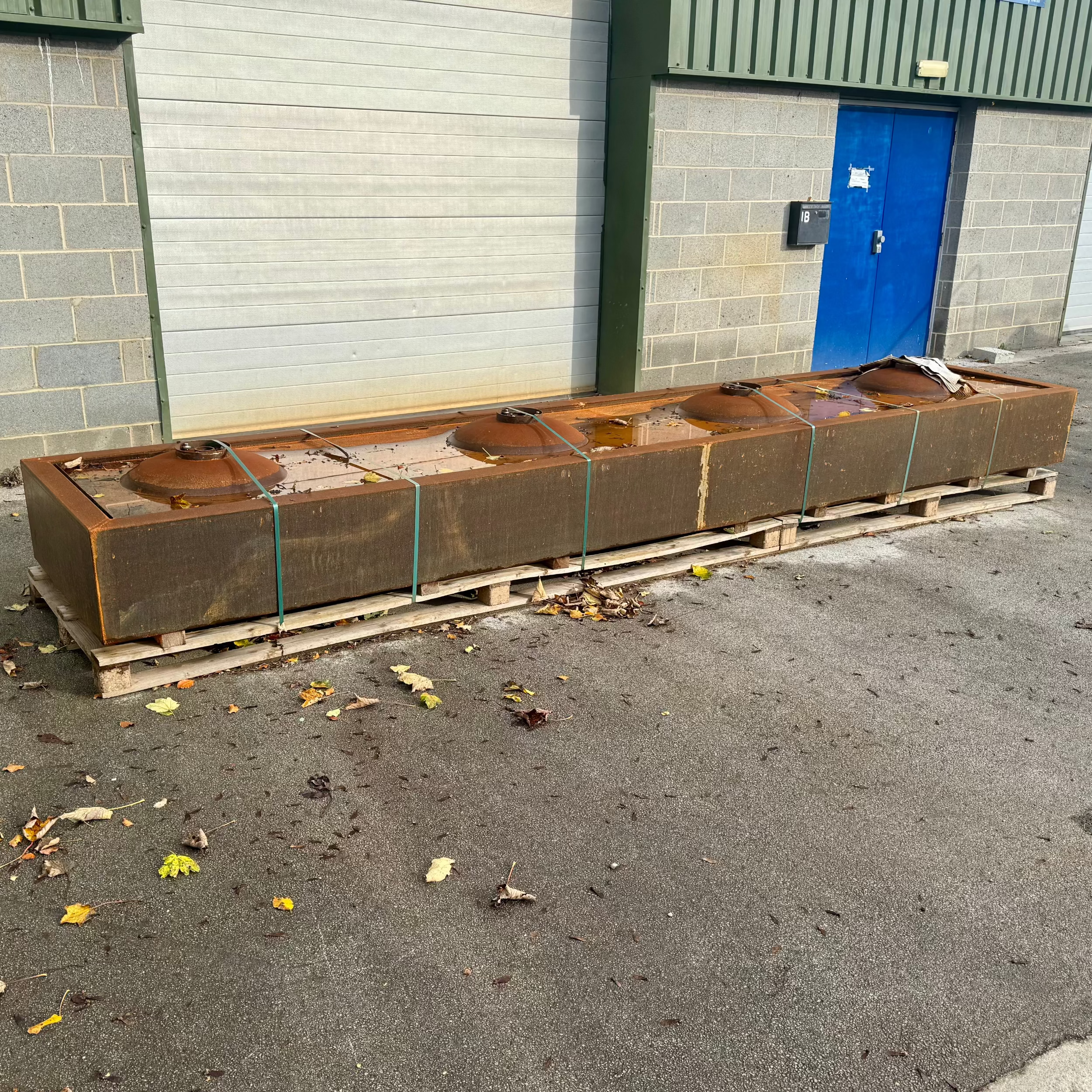 Corten Steel Rectangular Water Bowl Table 5000 x 1000 x 400
